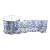 Elegant  blauw toile de jouy satijnen lint (Spoel)