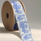 Elegant  blauw toile de jouy satijnen lint