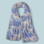 Elegant  blauw toile de jouy sjaal<br><div class="desc">retro blauw toile de jouy sjaal. Verbeter uw garderobe met de tijdloze elegantie van design van toile de jouy, geïnspireerd op de prachtige patronen van Franse hete roze scènes. Deze verfijnde Toile prints zijn een all time rage op dit moment, prachtige design die natuurlijke schoonheid en charme brengen. Deze modieuze...</div>
