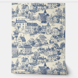 Elegant Blauw Toile de Jouy Village Peel & Stick Behang