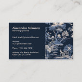 Elegant blauw Toile de Jouy Visitekaartje (Achterkant)