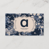 Elegant blauw Toile de Jouy Visitekaartje (Voorkant)