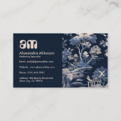 Elegant blauw Toile de Jouy Visitekaartje (Achterkant)