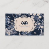 Elegant blauw Toile de Jouy Visitekaartje (Voorkant)