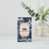 Elegant blauw Toile de Jouy Visitekaartje (Staand voorkant)