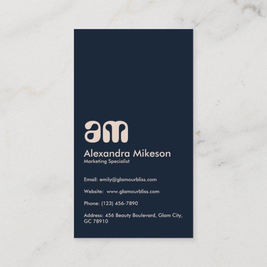 Elegant blauw Toile de Jouy Visitekaartje (Achterkant)