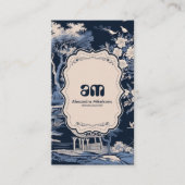 Elegant blauw Toile de Jouy Visitekaartje (Voorkant)