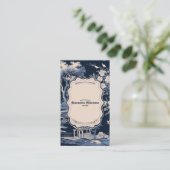 Elegant blauw Toile de Jouy Visitekaartje (Staand voorkant)