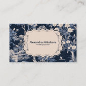 Elegant blauw Toile de Jouy Visitekaartje (Voorkant)