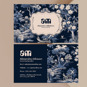 Elegant blauw Toile de Jouy Visitekaartje