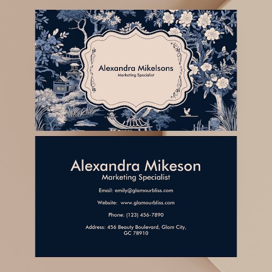 Elegant blauw Toile de Jouy Visitekaartje