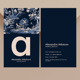 Elegant blauw Toile de Jouy Visitekaartje