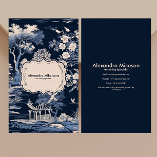 Elegant blauw Toile de Jouy Visitekaartje