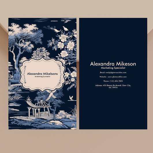 Elegant blauw Toile de Jouy Visitekaartje