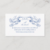 Elegant Blauw Toile Vogels Barok Bruiloft Website Informatiekaartje (Voorkant)