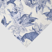 Elegant Blauw Toile Wild Cats Oerwoud Tissuepapier (Detail)