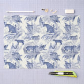 Elegant Blauw Toile Wild Cats Oerwoud Tissuepapier (Craft)