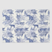 Elegant Blauw Toile Wild Cats Oerwoud Tissuepapier (Voorkant)