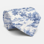 Elegant blauw toilet Frans romantisch patroon Stropdas (Opgerold)