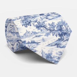 Elegant blauw toilet Frans romantisch patroon Stropdas