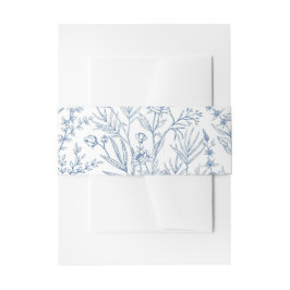 Elegant blauw toilet Franse bloemen Uitnodigingen Wikkel