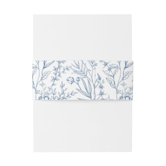 Elegant blauw toilet Franse bloemen Uitnodigingen Wikkel (Achterkant Voorbeeld)