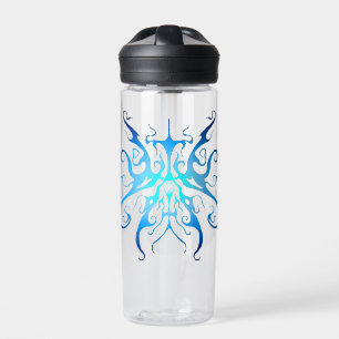 Elegant Blauw Tribale Masker Abstract Design Waterfles