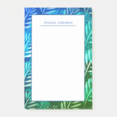 Elegant blauw tropisch blad persoonlijke touch post-it® notes (Voorkant)