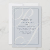 Elegant Blauw Trouwschrift Monogram Kaart (Voorkant)