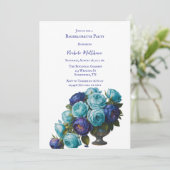 Elegant Blauw Turquoise Bloemen Bachelorette Party Kaart (Staand voorkant)