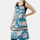 Elegant  blauw turquoise meer toile de jouy schort (Insitu)