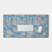 Elegant  blauw turquoise toile de jouy bureaumat (Keyboard & Muis)