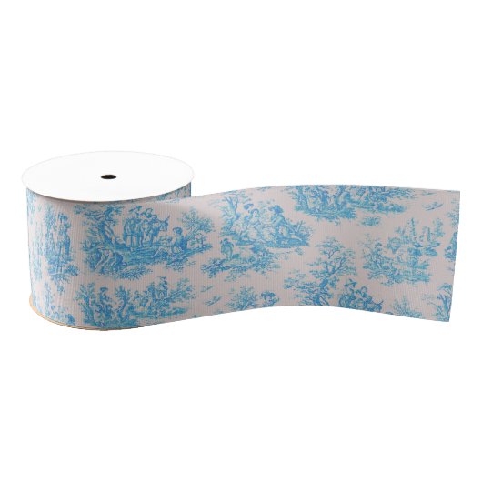 Elegant  blauw turquoise toile de jouy grosgrain lint (Spoel)