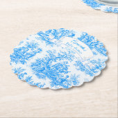 Elegant  blauw turquoise toile de jouy kartonnen onderzetters (Gekanteld)
