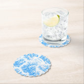 Elegant  blauw turquoise toile de jouy kartonnen onderzetters (Insitu)