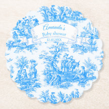 Elegant  blauw turquoise toile de jouy