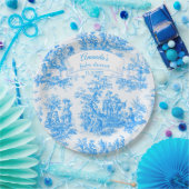 Elegant  blauw turquoise toile de jouy papieren bordje (Feest)