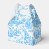 Elegant blauw turquoise toile de jouy Vrijgezellen Bedankdoosjes (Achterkant)