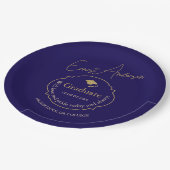 Elegant blauw typografie Afstuderen Afstuderen Papieren Bordje (Gekanteld)