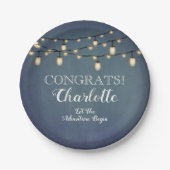 Elegant Blauw Verrassing Pensioen Partij Papieren Bordje (Voorkant)