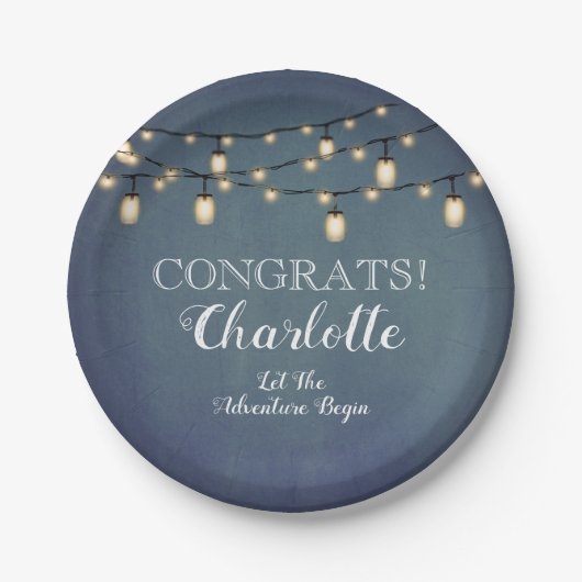 Elegant Blauw Verrassing Pensioen Partij Papieren Bordje (Voorkant)