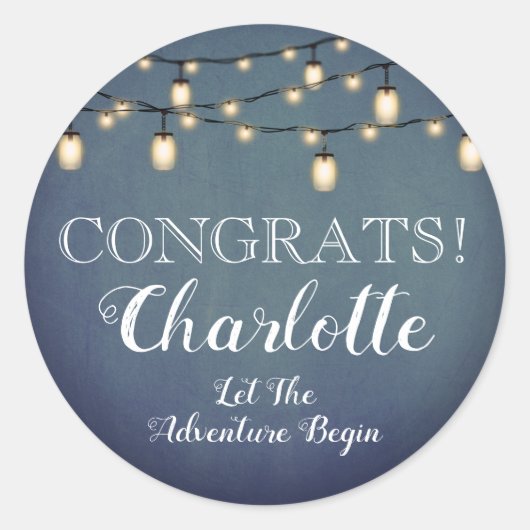 Elegant Blauw Verrassing Pensioen Partij Ronde Sticker (Voorkant)