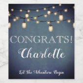 Elegant Blauw Verrassing Pensioen Partij Wijn Etiket (Enkel label)