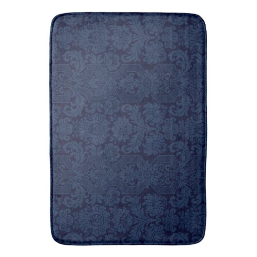 Elegant  Blauw Victoriaans Damask Badmat (Voorkant Verticaal)