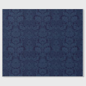 Elegant  Blauw Victoriaans Damask Cadeaupapier (Vlak)