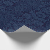 Elegant  Blauw Victoriaans Damask Cadeaupapier (Hoek)