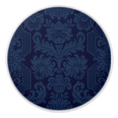 Elegant  Blauw Victoriaans Damask Keramische Knop (Voorkant)