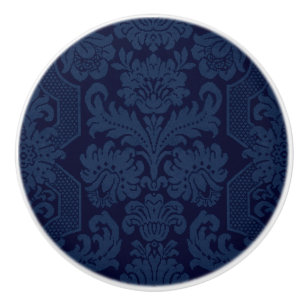 Elegant  Blauw Victoriaans Damask Keramische Knop