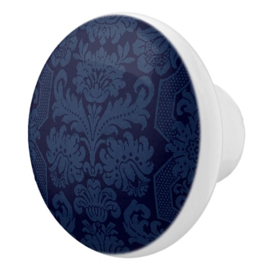 Elegant  Blauw Victoriaans Damask Keramische Knop (Rechts)