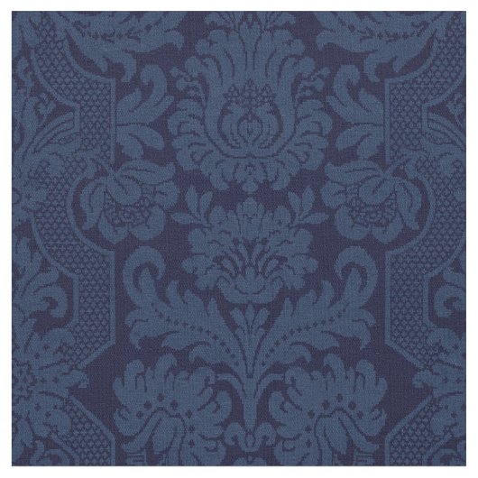 Elegant  Blauw Victoriaans Damask Stof (Close Up)